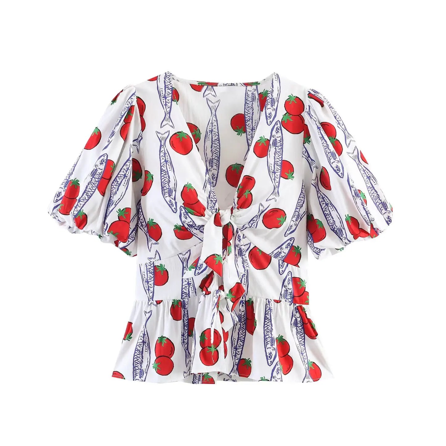 Willshela Women Fashion 2 Piece Set Printed Bow Lace Up Shirts & Vintage Front Zipper Mini Shorts Female Chic Lady Shorts Sets