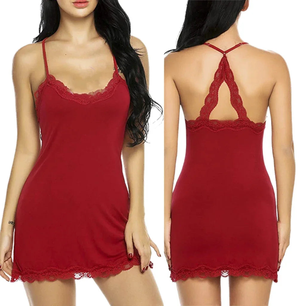 Plus Size 2XL Sexy Lingerie Sleepwear Women Silk Satin Night Dress Nightie
