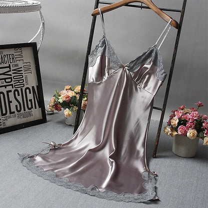 Sexy Lace Patchwork Nightwear Lingerie Nighty V Neck Wedding Dress Sleep Wear Nightdress Clothes Sexy Women's Nightgowns