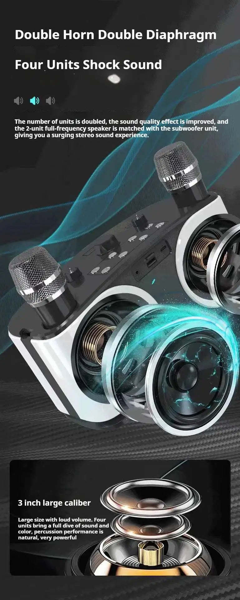 Karaoke Wireless Portable Bluetooth Speaker With Microphone Subwoofer Machine Powerful Sound Box Music Caixa De Som Audio Bocina
