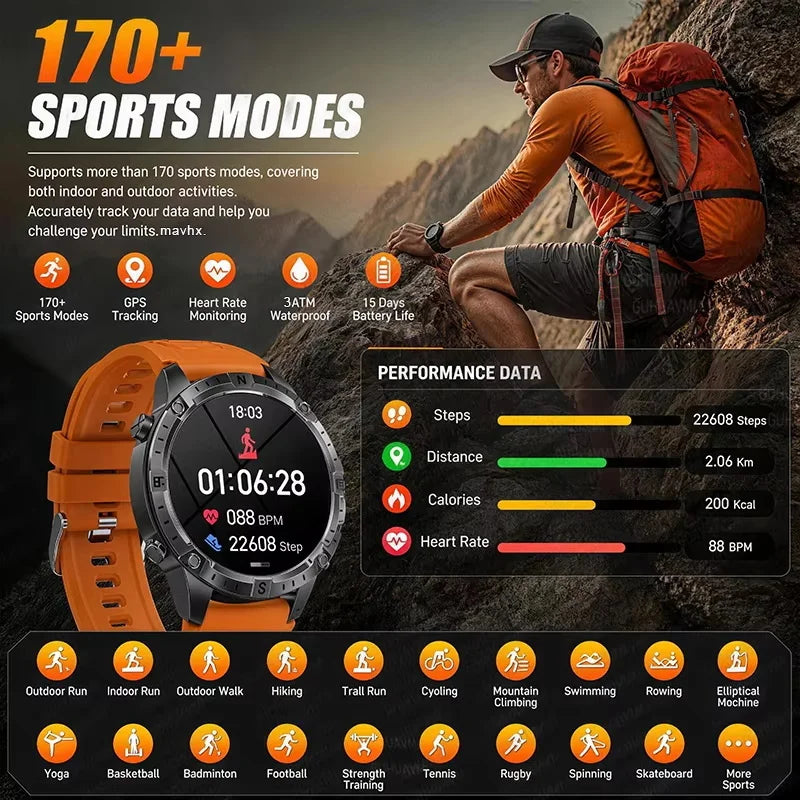 Waterproof Compass BT Call Swim Sports Bracelets For Men