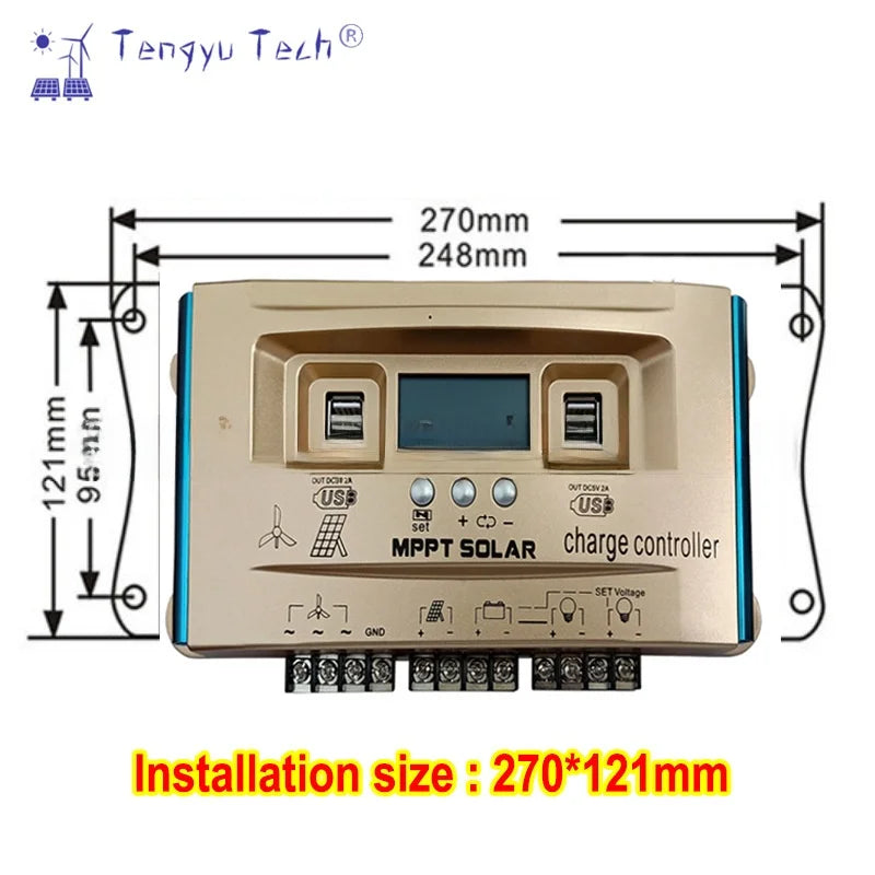 Wind Solar Hybrid Charge Controller 24/36/48/60V Buck-Boost Off-Grid PV Controller