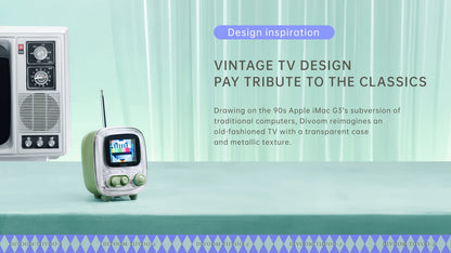 Divoom T-tiivoo-2 Mini small tv portable Radio FM with Adjustable Antenna Vintage Wireless 5.0 Bluetooth Speaker cute gift