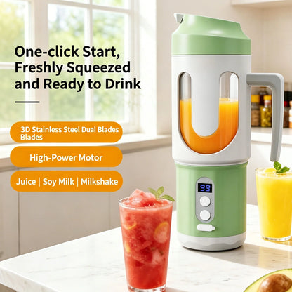 Dual Blades Wireless USB Rechargeable Portable Juicer Cup Multifunctional Fruit Vegetable Blender for Watermelon Fresh Juic