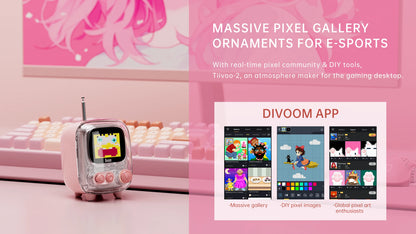 Divoom T-tiivoo-2 Mini small tv portable Radio FM with Adjustable Antenna Vintage Wireless 5.0 Bluetooth Speaker cute gift