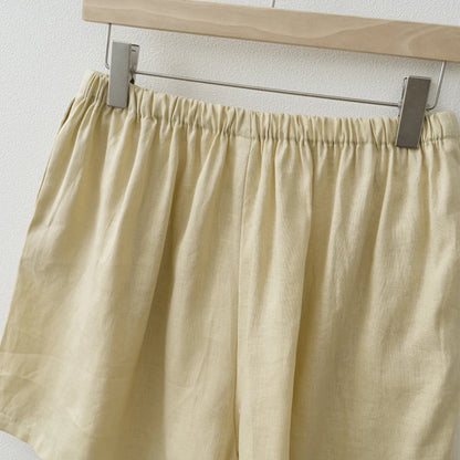 Women 2025 Summer Casual Linen Blouse Shorts Sets