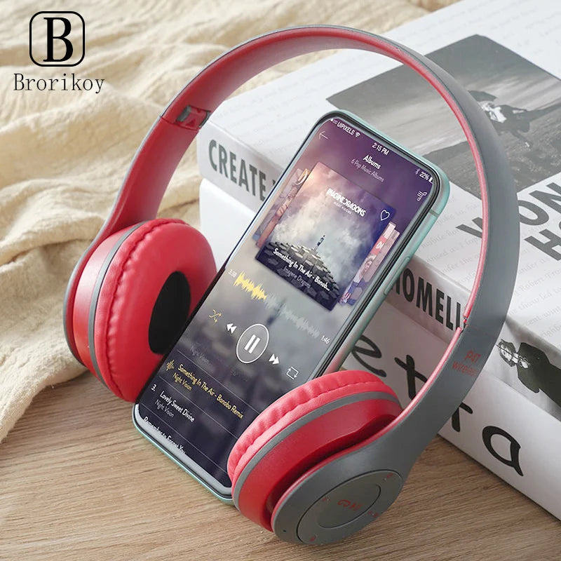 Handsfree Wireless Headphones Noise Canceling Headphone memory Card Earphone P47 headset Bluetooth Head Phone for iPhone Huawei