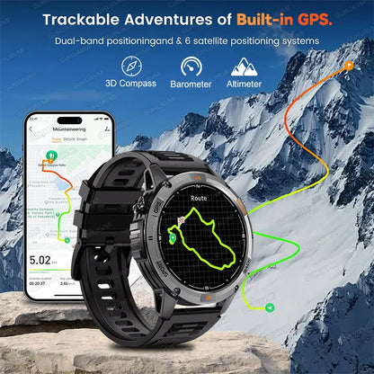 New Military GPS Smart Watch GPS LED Waterproof Heart Rate Sport BT Call HD AMOLED Smartwatch