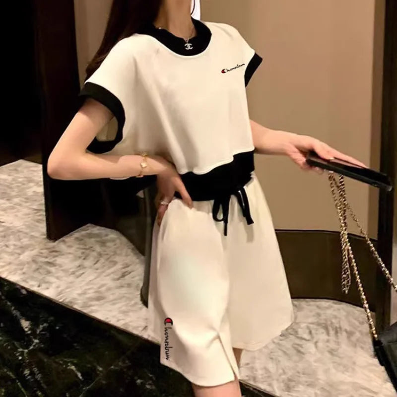 Short Sets for Women 2 Pieces Sleeve Korean Style Summer Fashion 2025 Outfit Trends Ensembles Vacation Outfits Full Woman Shorts