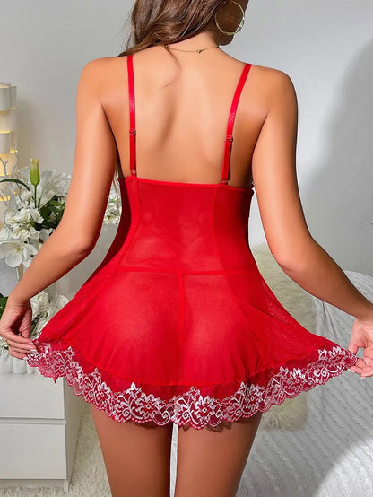 Plus Size Pajamas For Women's Sleepwear Sexy Deep V Erotic Dresses