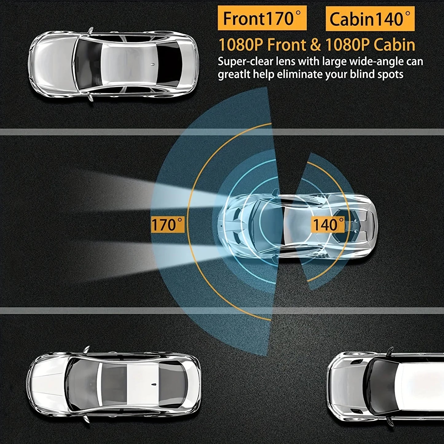 Dual Lens Car DVR FHD 1920*1080P Dash Camera Cabin Dashcam Vehicle Video Dash Cam Drive Recorder Interior Mini Dvrs Black Box