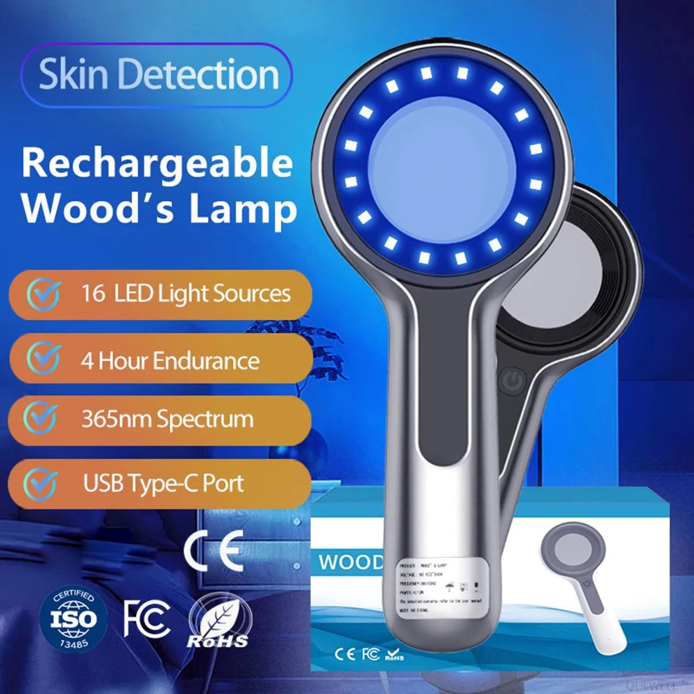Skin Analyzer 16pcs 365nm LEDs UV Magnifying Wood Lamp Facial Testing Detection Personal Beauty Care