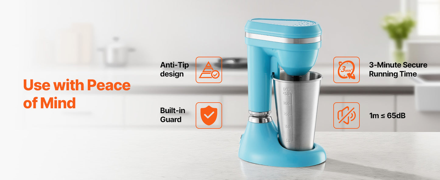 SucceBuy Milkshake Maker 100W Single Head Drink Mixer Blender Machine Dual-Speed Adjustment Milkshake Blender for Home Kitchen
